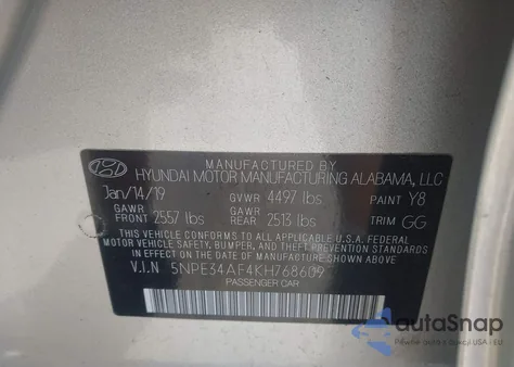2019 Hyundai Sonata Sel from USA, damaged, VIN 5NPE34AF4K8768609